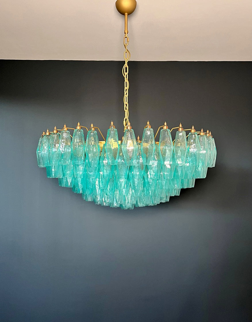 Murano Lysekrone | 185 Turkis Poliedriglass