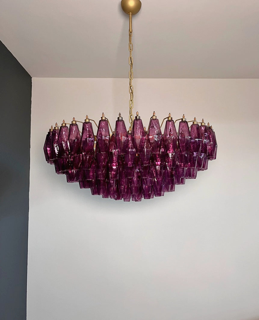 Murano Lysekrone – 185 Lilla Poliedriglass – Murano Classics