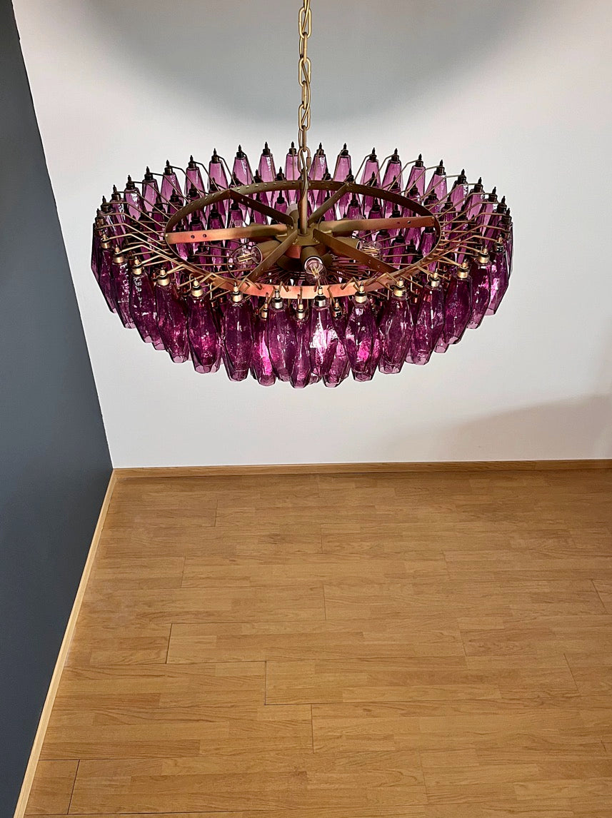 Murano Lysekrone – 185 Lilla Poliedriglass – detalj 10 – Murano Classics