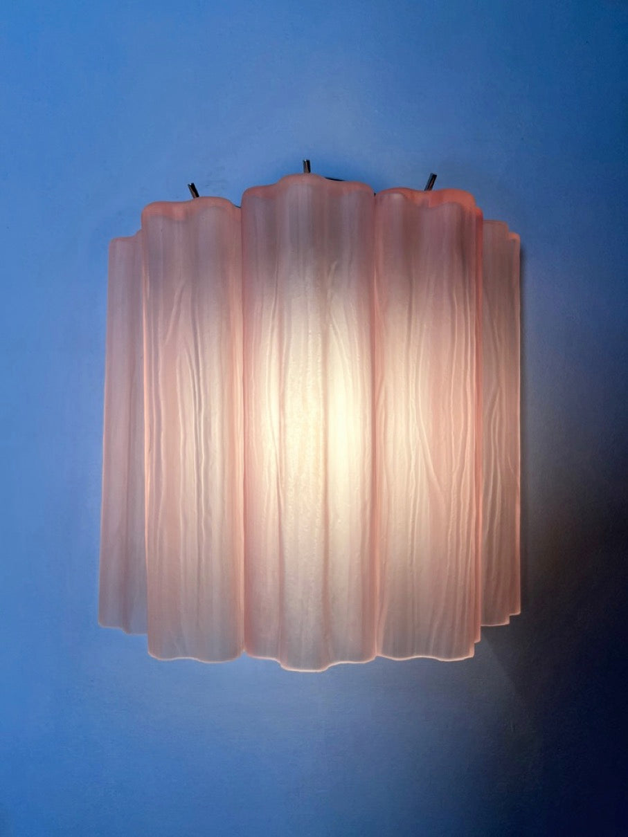 Murano Vegglampe – 5 Rosa Matte Glassrør – 2 stk – detalj 5 – Murano Classics