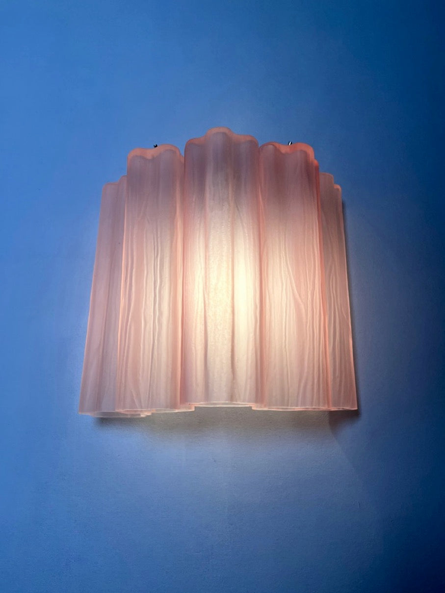 Murano Vegglampe | 5 Rosa Etsede Rørglass | 1 par