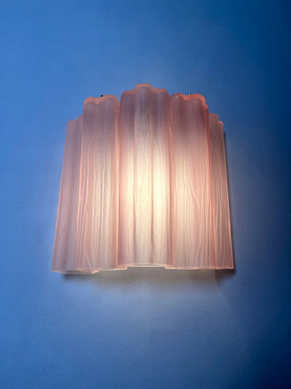 Murano Vegglampe | 5 Rosa Etsede Rørglass | 1 par