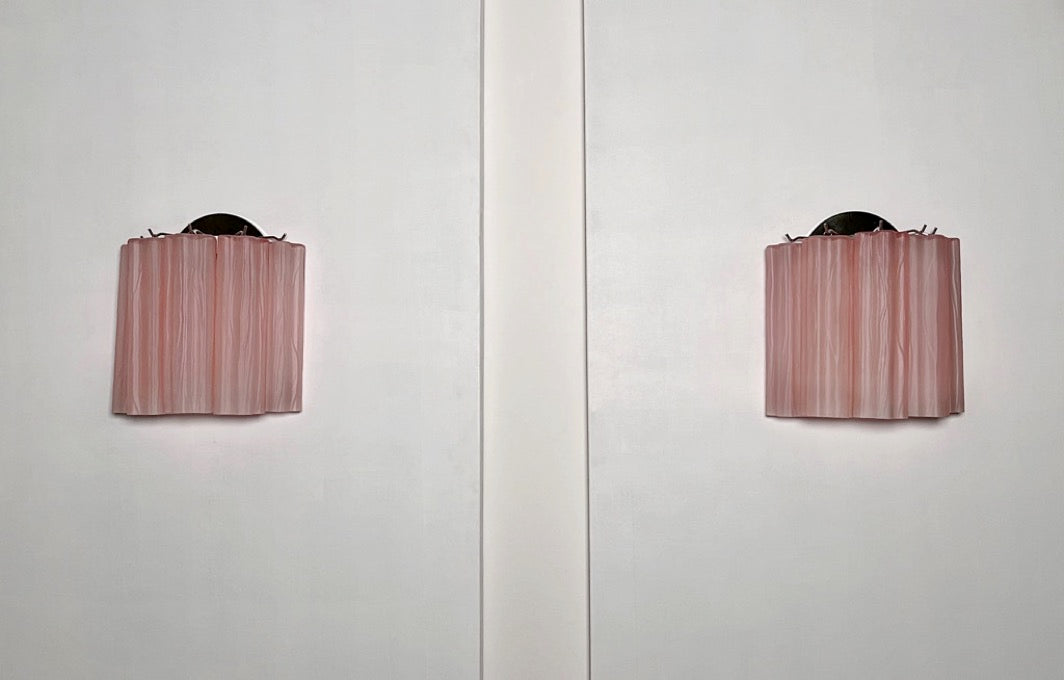 Murano Vegglampe – 5 Rosa Matte Glassrør – 2 stk – Murano Classics
