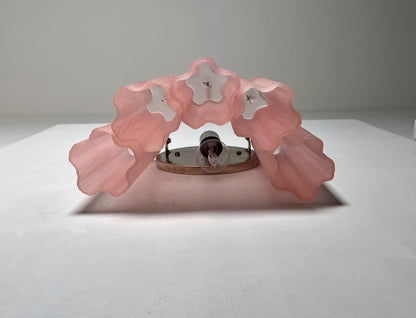 Murano Vegglampe | 5 Rosa Etsede Rørglass | 1 par