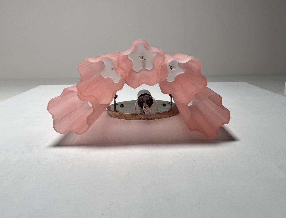 Murano Vegglampe – 5 Rosa Matte Glassrør – 2 stk – detalj 8 – Murano Classics