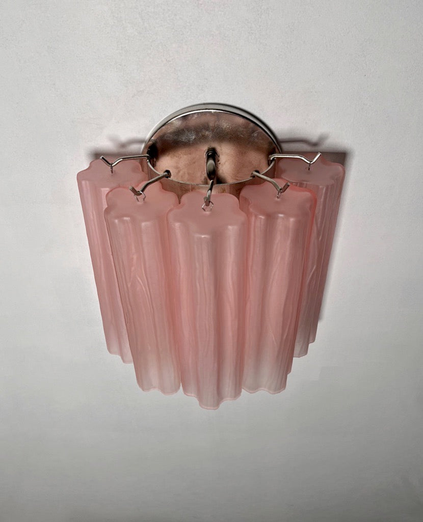 Murano Vegglampe – 5 Rosa Matte Glassrør – 2 stk – detalj 7 – Murano Classics