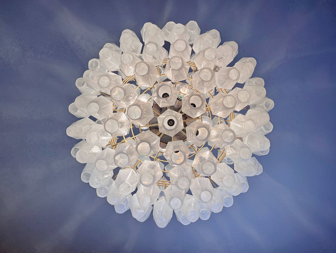 Murano Lysekrone – 140 Alabaster hvit Poliedriglass – detalj 1 – Murano Classics