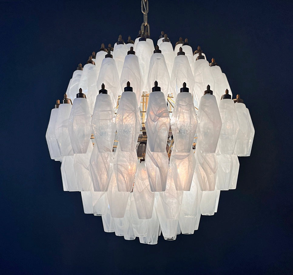 Murano Lysekrone – 140 Alabaster hvit Poliedriglass – detalj 6 – Murano Classics