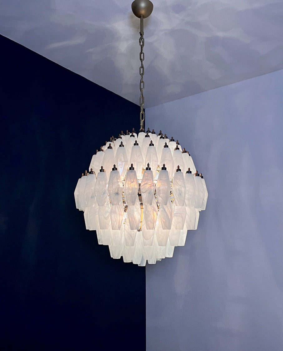 Murano Lysekrone – 140 Alabaster hvit Poliedriglass – detalj 5 – Murano Classics