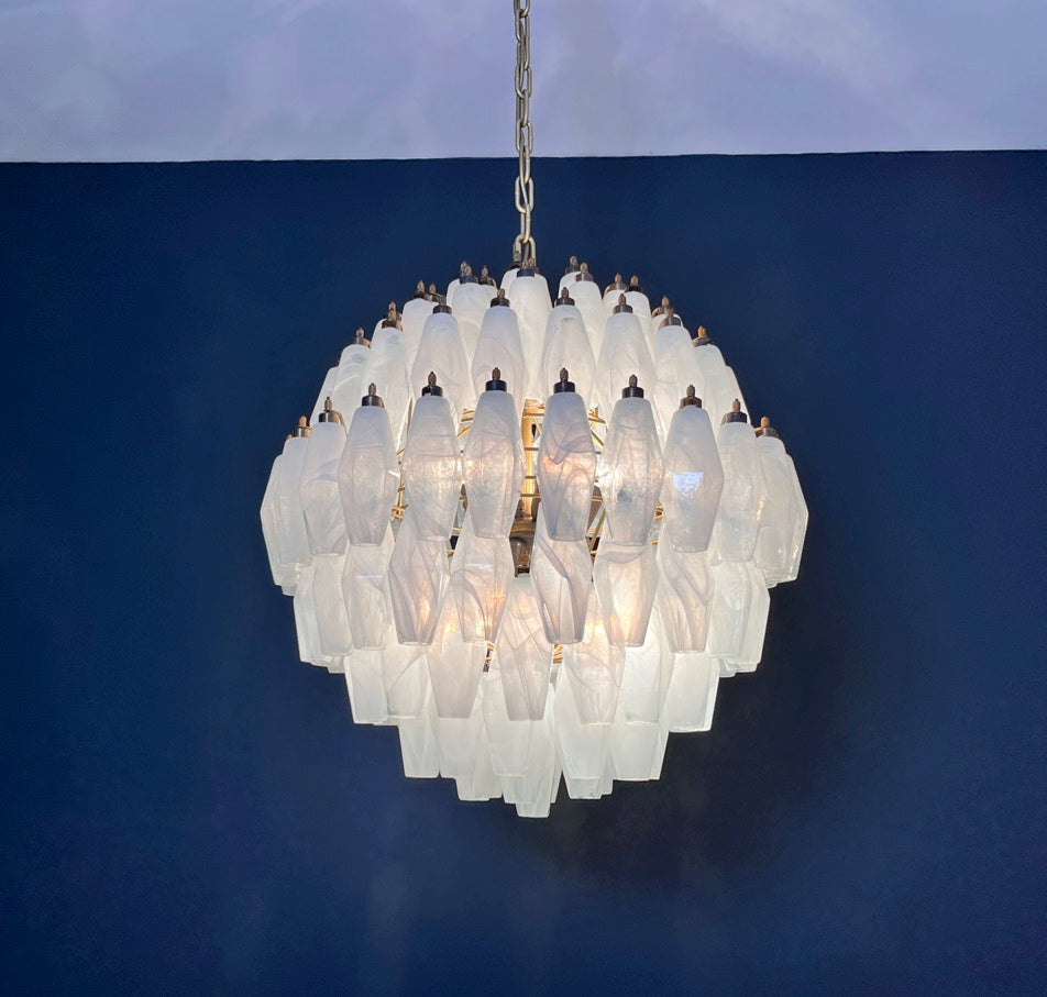 Murano Lysekrone – 140 Alabaster hvit Poliedriglass – detalj 3 – Murano Classics