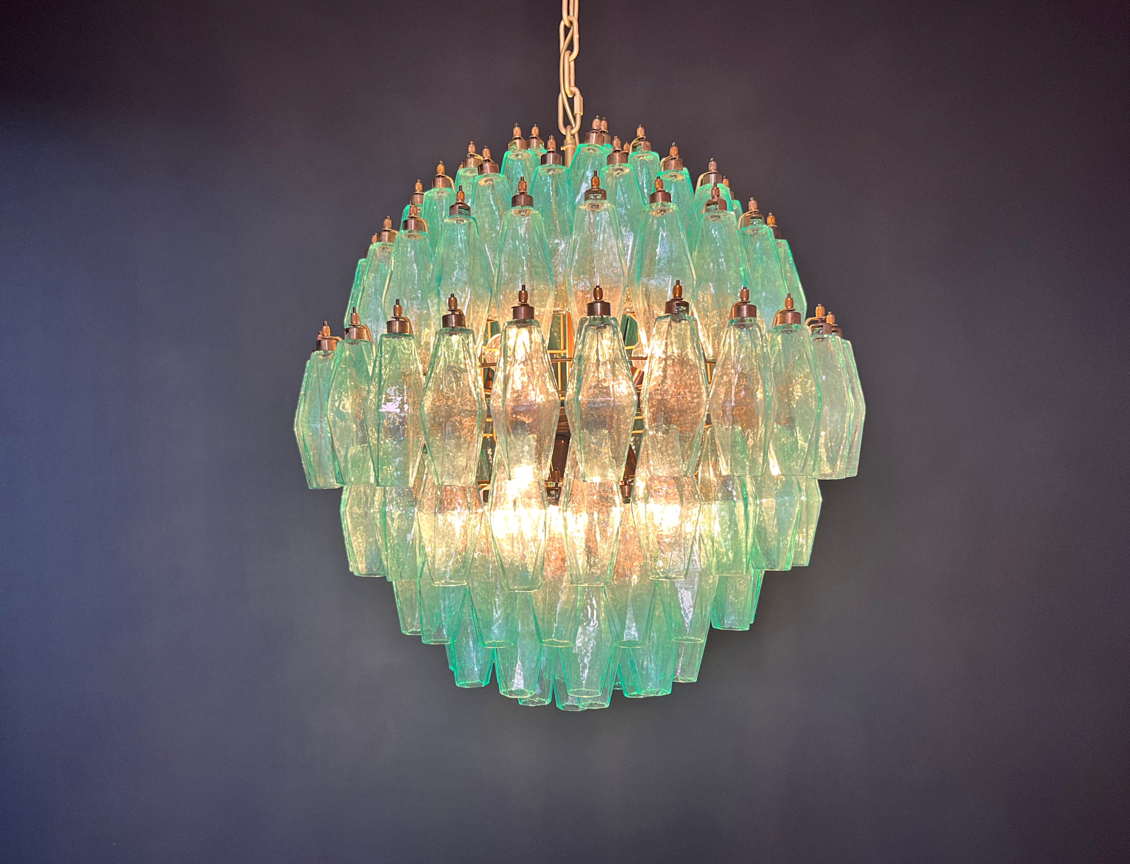Murano Lysekrone – 140 Turkise Poliedriglass – detalj 5 – Murano Classics