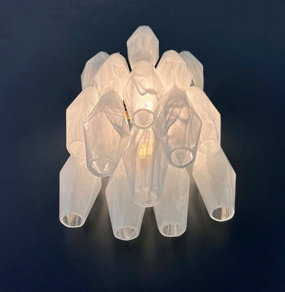 Murano Vegglampe | 17 Hvite Alabaster Gull Poliedriglass | 1 par