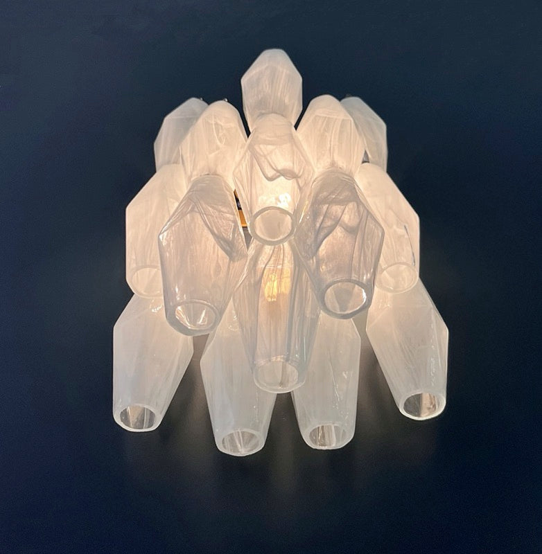 Murano Vegglampe – 17 Hvite Alabaster Poliedriglass – 2 stk – detalj 2 – Murano Classics