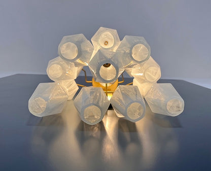 Murano Vegglampe | 17 Hvite Alabaster Gull Poliedriglass | 1 par