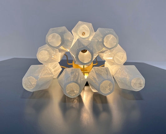 Murano Vegglampe | 17 Hvite Alabaster Gull Poliedriglass | 1 par