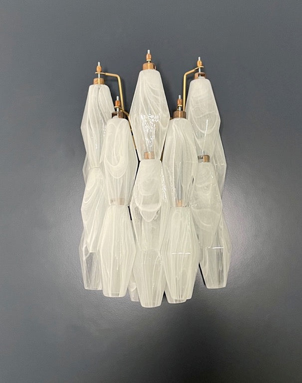 Murano Vegglampe – 17 Hvite Alabaster Poliedriglass – 2 stk – detalj 10 – Murano Classics