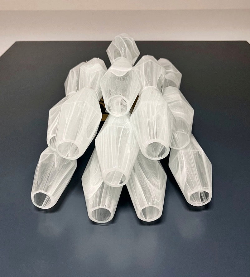 Murano Vegglampe | 17 Hvite Alabaster Gull Poliedriglass | 1 par