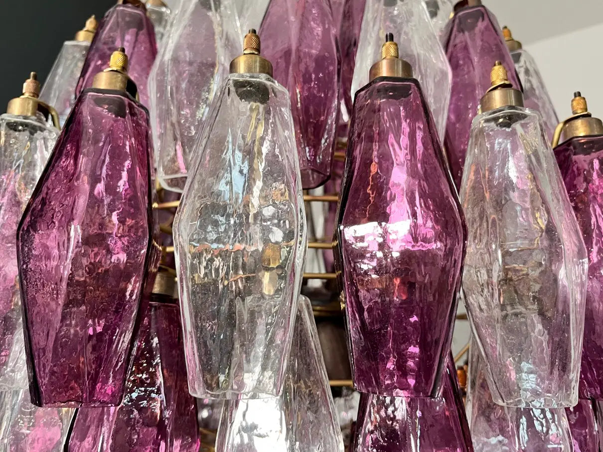 Murano Lysekrone – 140 Lilla og klare Poliedriglass – detalj 3 – Murano Classics