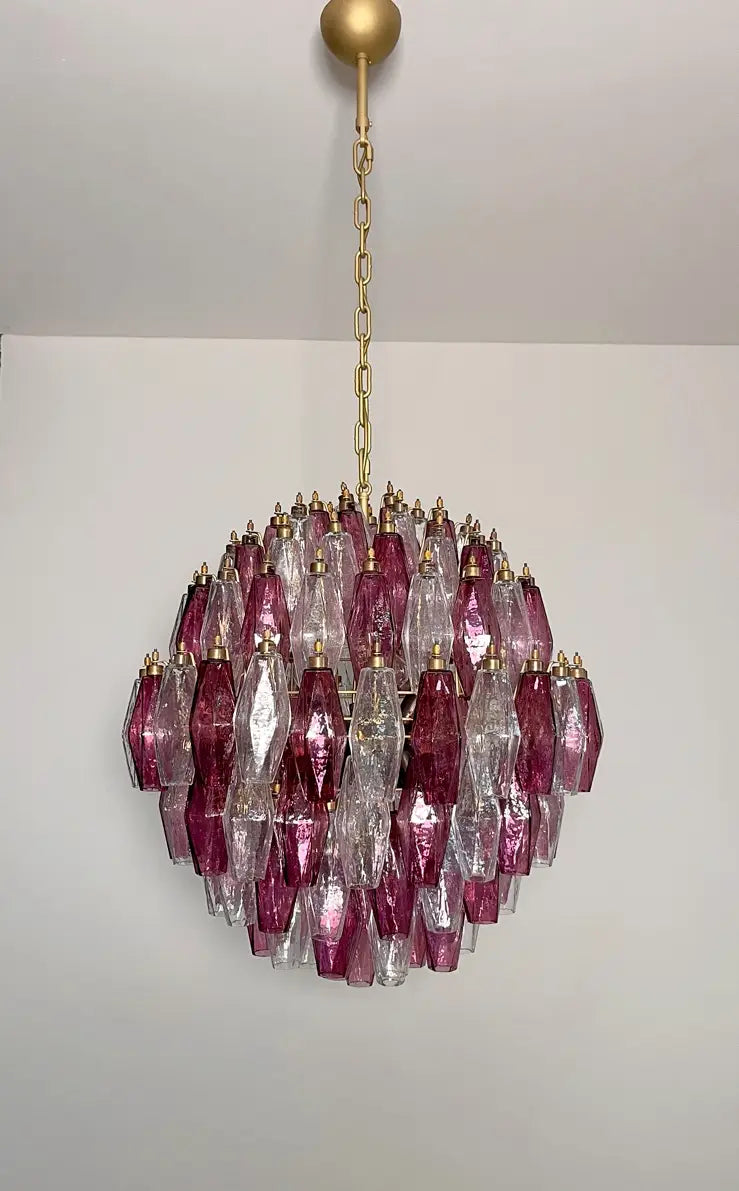 Murano Lysekrone – 140 Lilla og klare Poliedriglass – detalj 2 – Murano Classics