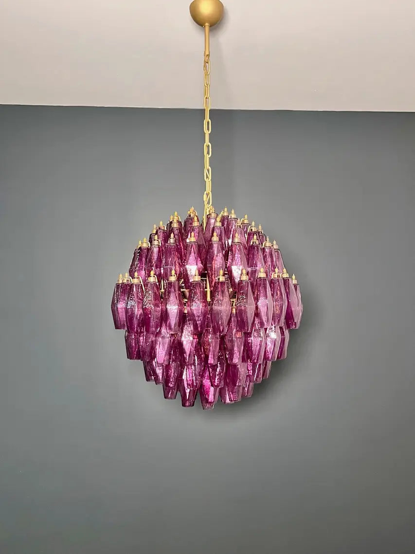 Murano Lysekrone – 140 Lilla Poliedriglass – detalj 9 – Murano Classics