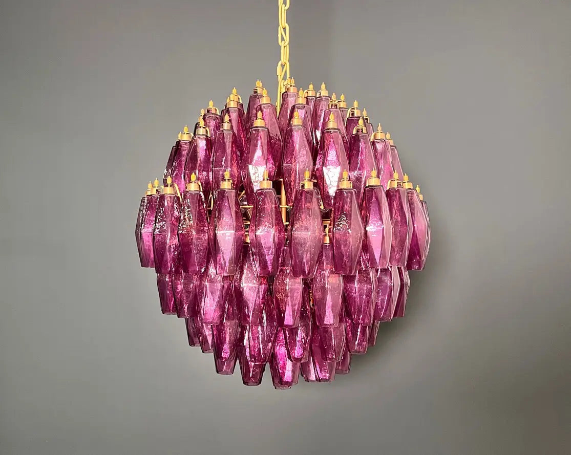 Murano Lysekrone – 140 Lilla Poliedriglass – detalj 10 – Murano Classics