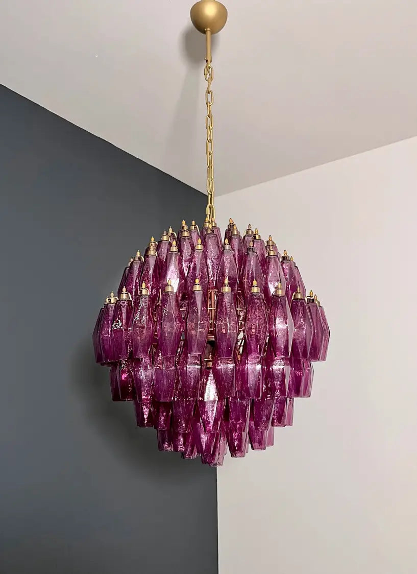 Murano Lysekrone – 140 Lilla Poliedriglass – detalj 2 – Murano Classics