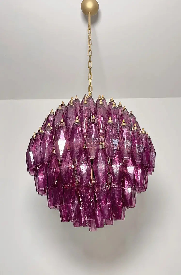 Murano Lysekrone – 140 Lilla Poliedriglass – Murano Classics