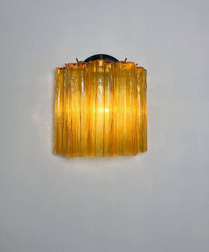 Murano Vegglampe | 5 Gule Rørglass | 1 par