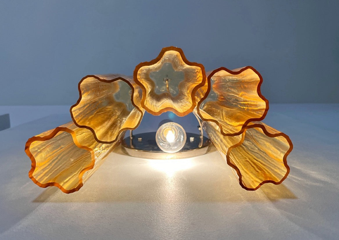 Murano Vegglampe – 5 Gule Glassrør – 2 stk – detalj 5 – Murano Classics