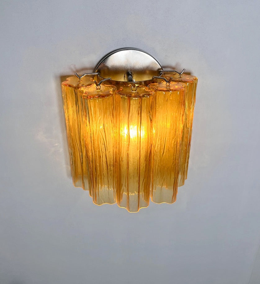 Murano Vegglampe – 5 Gule Glassrør – 2 stk – detalj 4 – Murano Classics