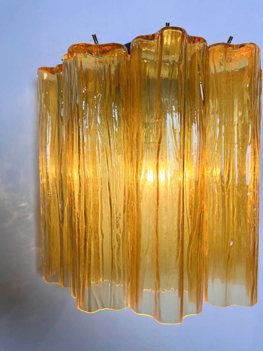 Murano Vegglampe – 5 Gule Glassrør – 2 stk – detalj 3 – Murano Classics