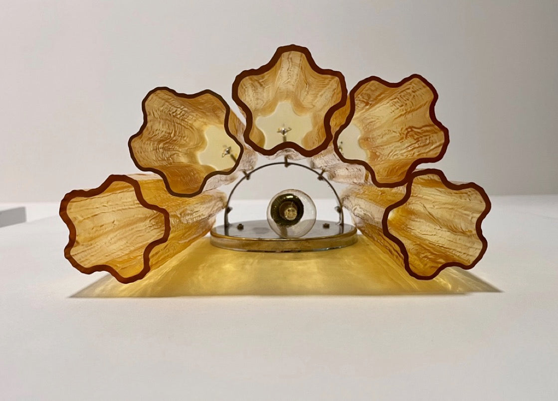 Murano Vegglampe – 5 Gule Glassrør – 2 stk – detalj 1 – Murano Classics
