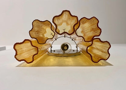 Murano Vegglampe | 5 Gule Rørglass | 1 par