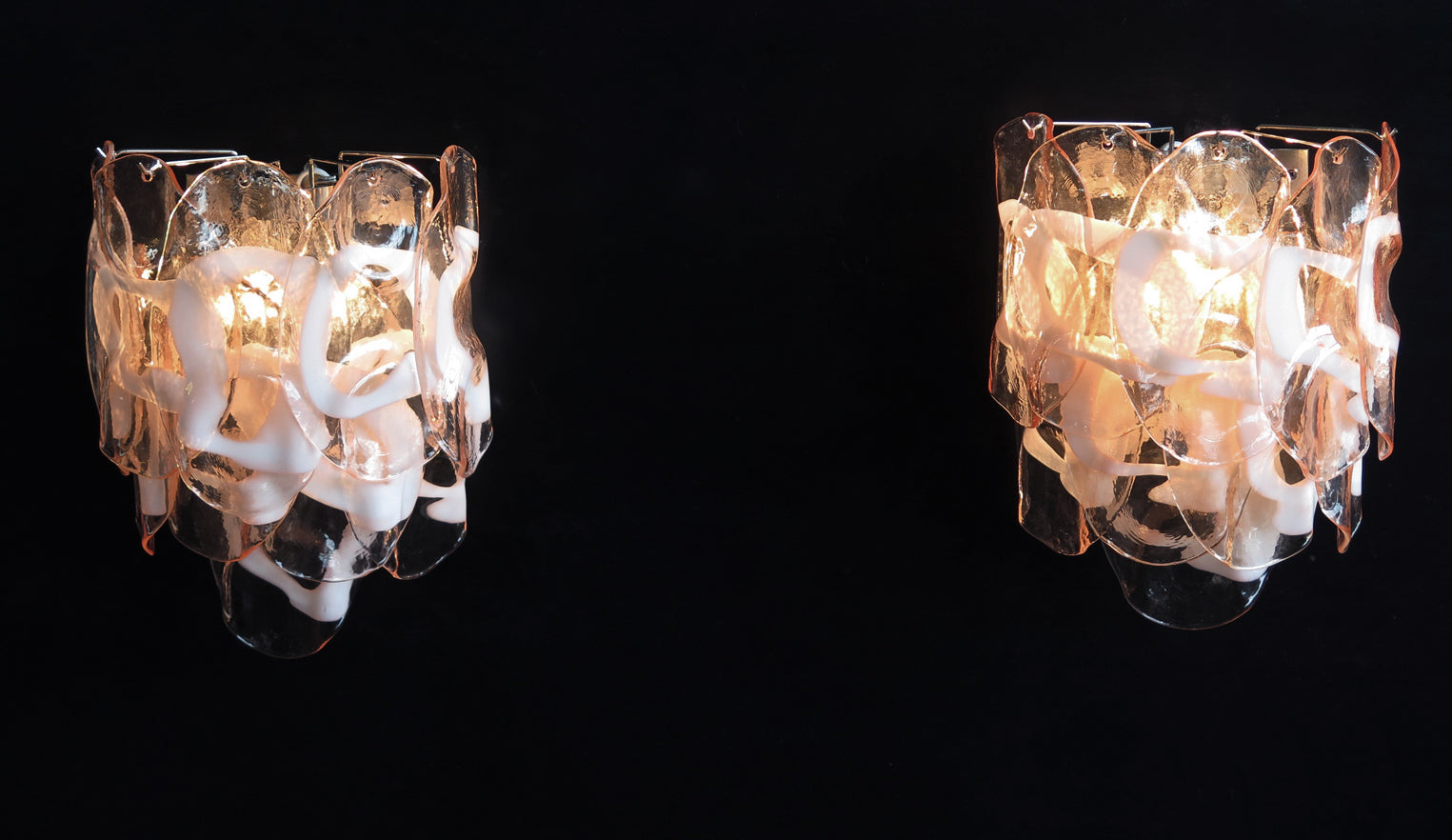 Murano Vegglampe – 10 Rosa Crostoliglass – 2 stk – detalj 10 – Murano Classics