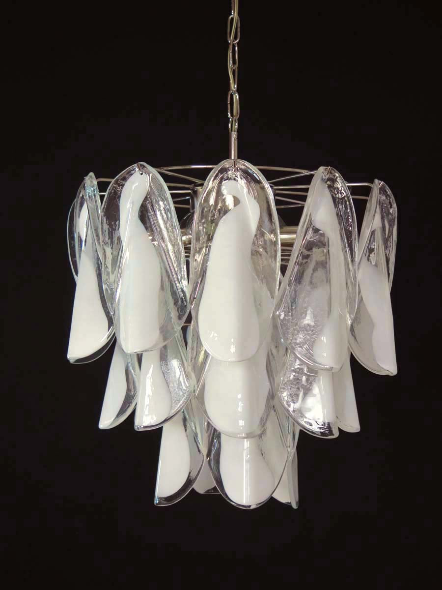 Murano Lysekrone | 24 Hvite Rondiniglass