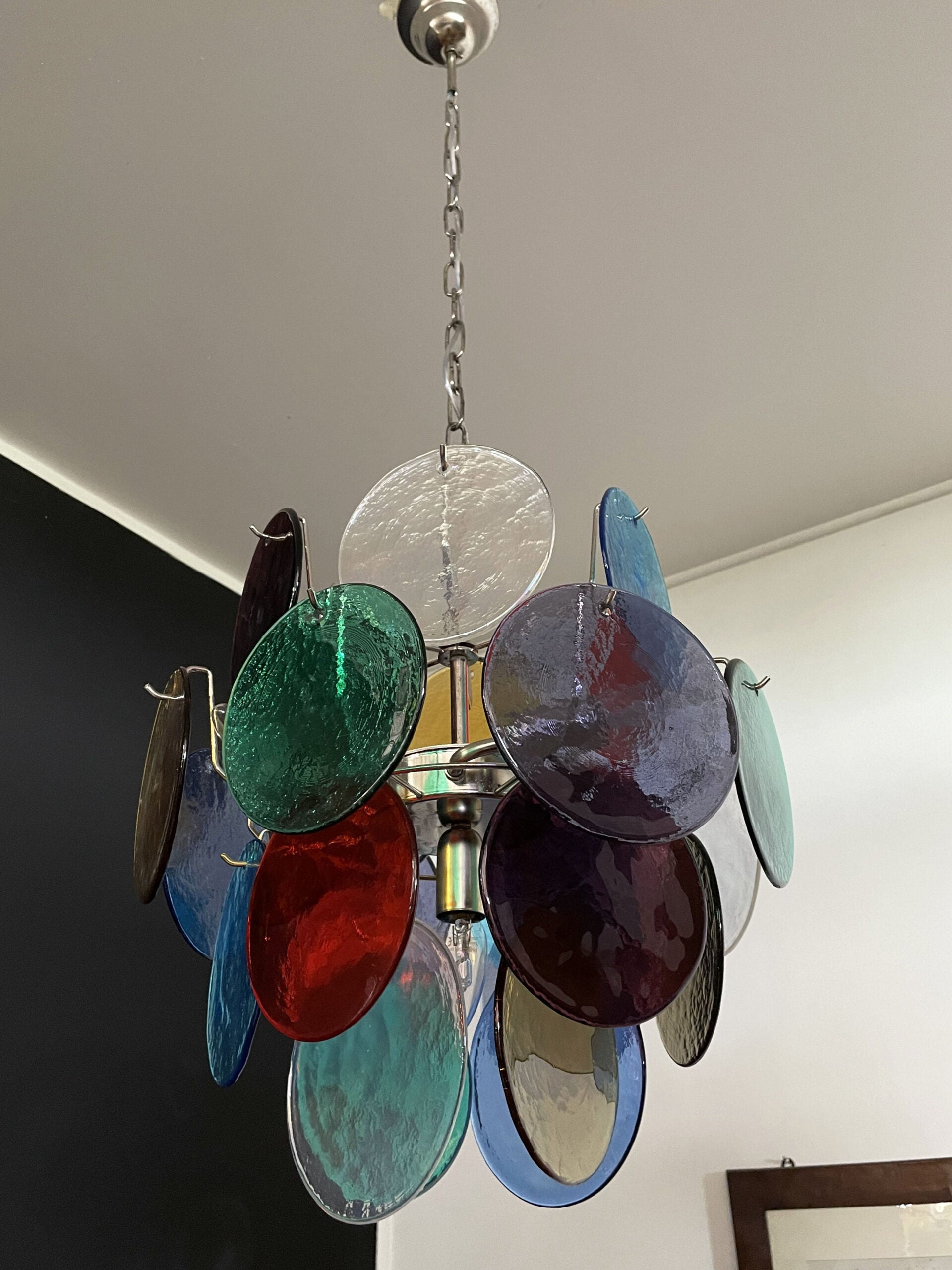Murano Lysekrone – 24 Multifargede Glassdisker – detalj 4 – Murano Classics