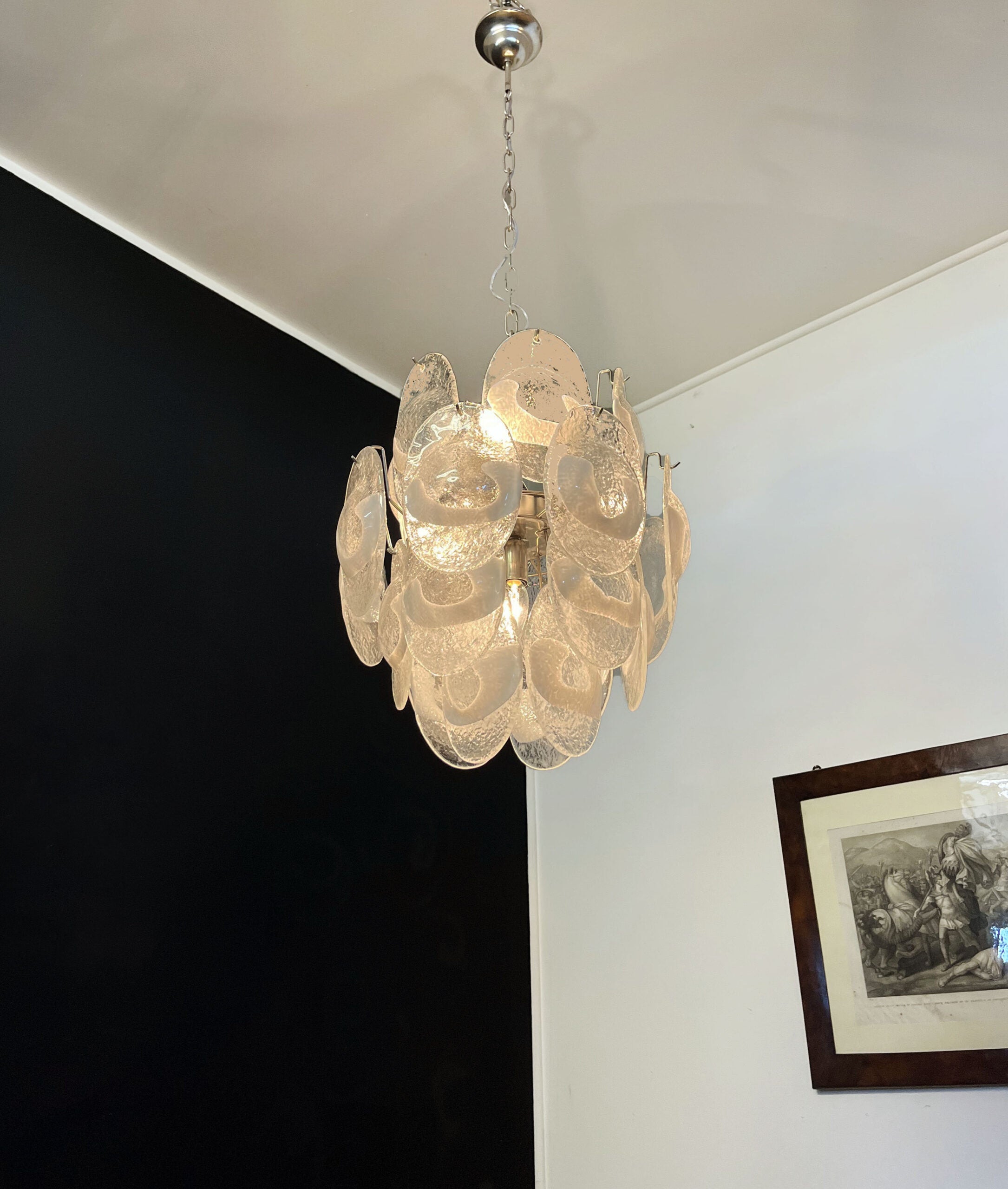 Murano Lysekrone | 24 Hvite Klare Crostoliglass