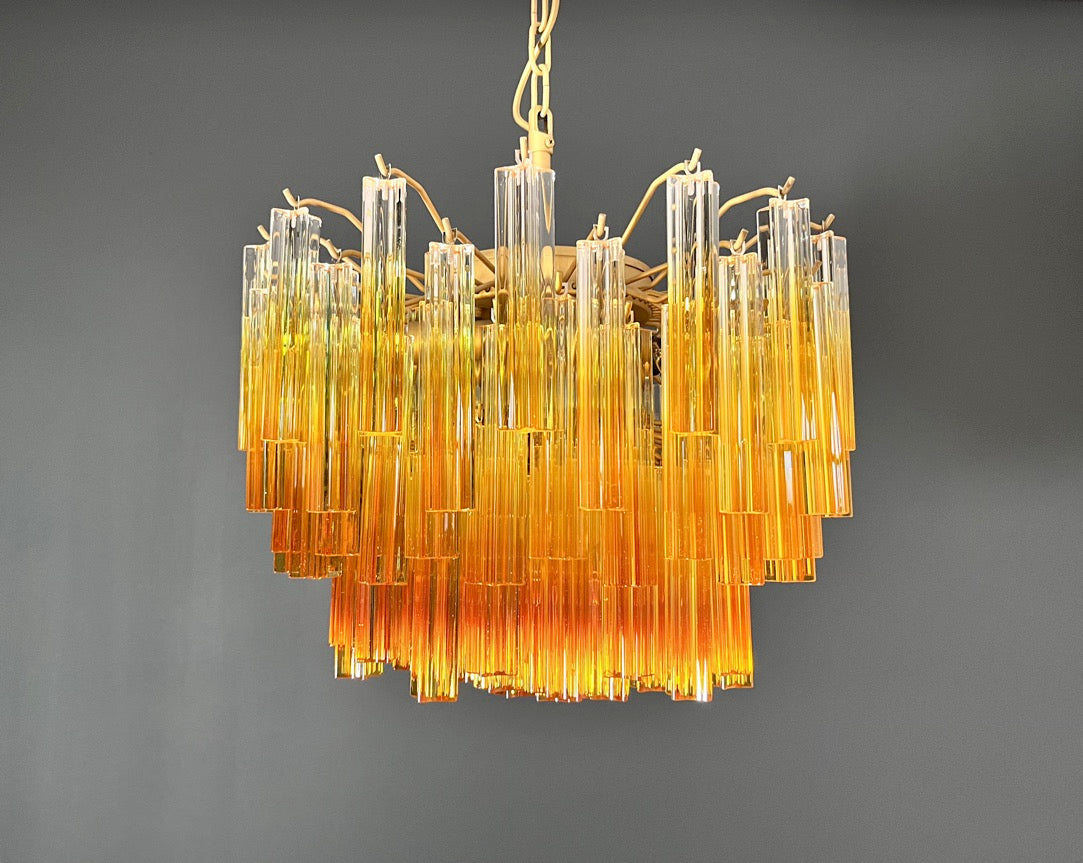 Murano Lysekrone – 107 Gule Prismeglass – detalj 10 – Murano Classics