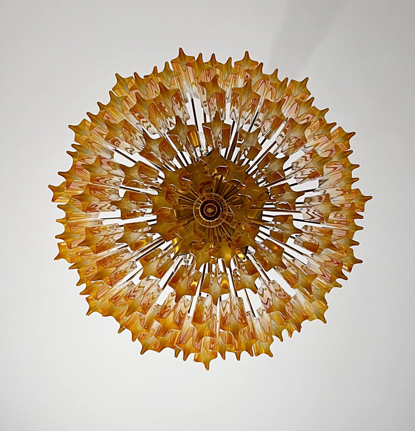 Murano Lysekrone – 107 Gule Prismeglass – detalj 1 – Murano Classics