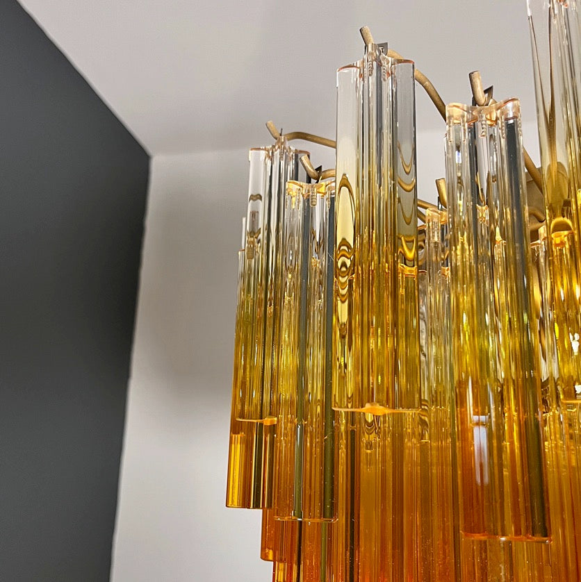 Murano Lysekrone – 107 Gule Prismeglass – detalj 9 – Murano Classics