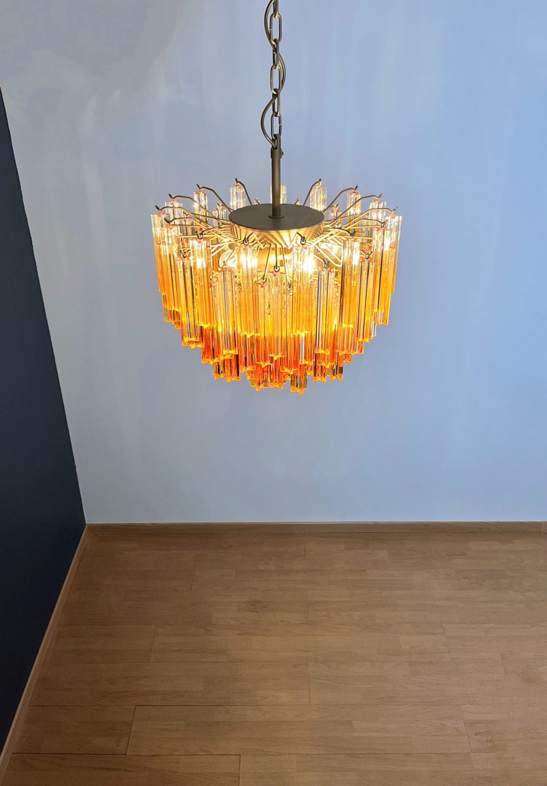 Murano Lysekrone – 107 Gule Prismeglass – detalj 3 – Murano Classics