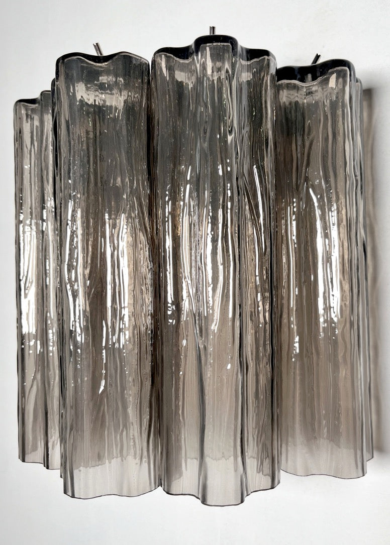 Murano Vegglampe – 5 Røykfargede Glassrør – 2 stk – detalj 3 – Murano Classics