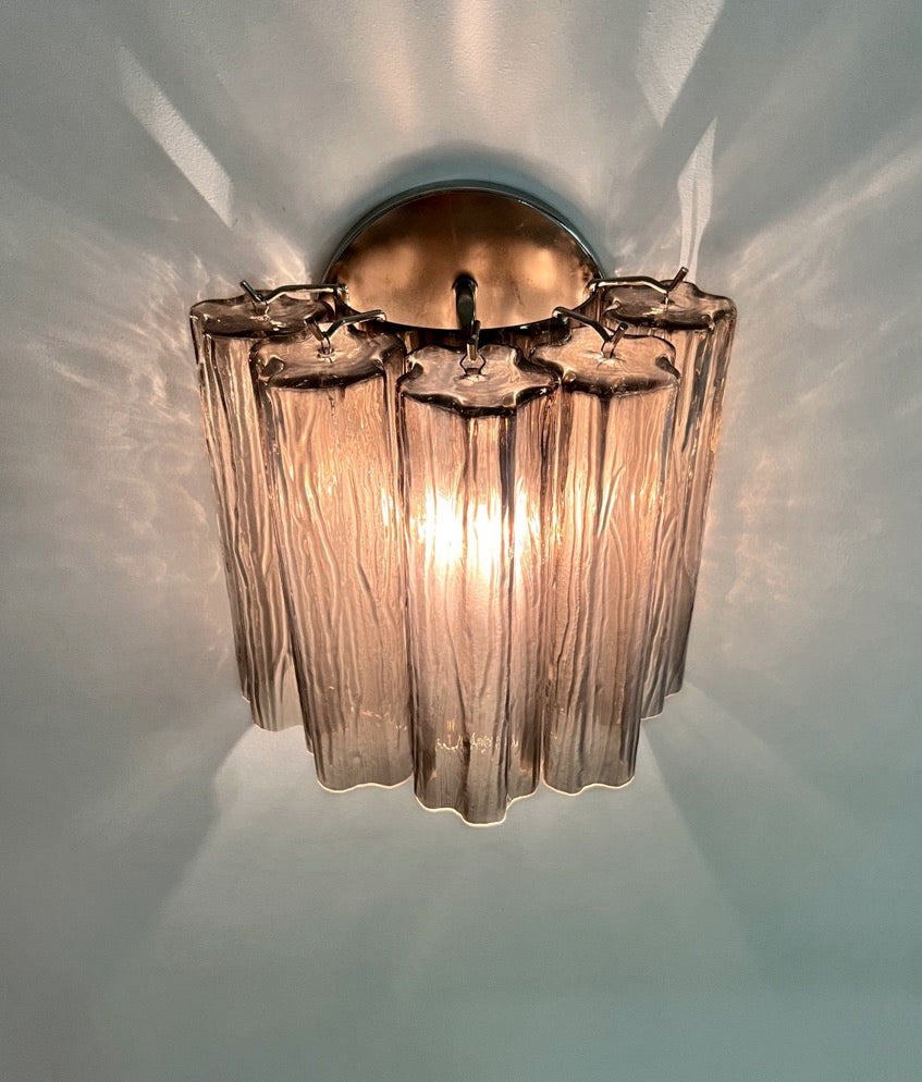 Murano Vegglampe – 5 Røykfargede Glassrør – 2 stk – detalj 4 – Murano Classics