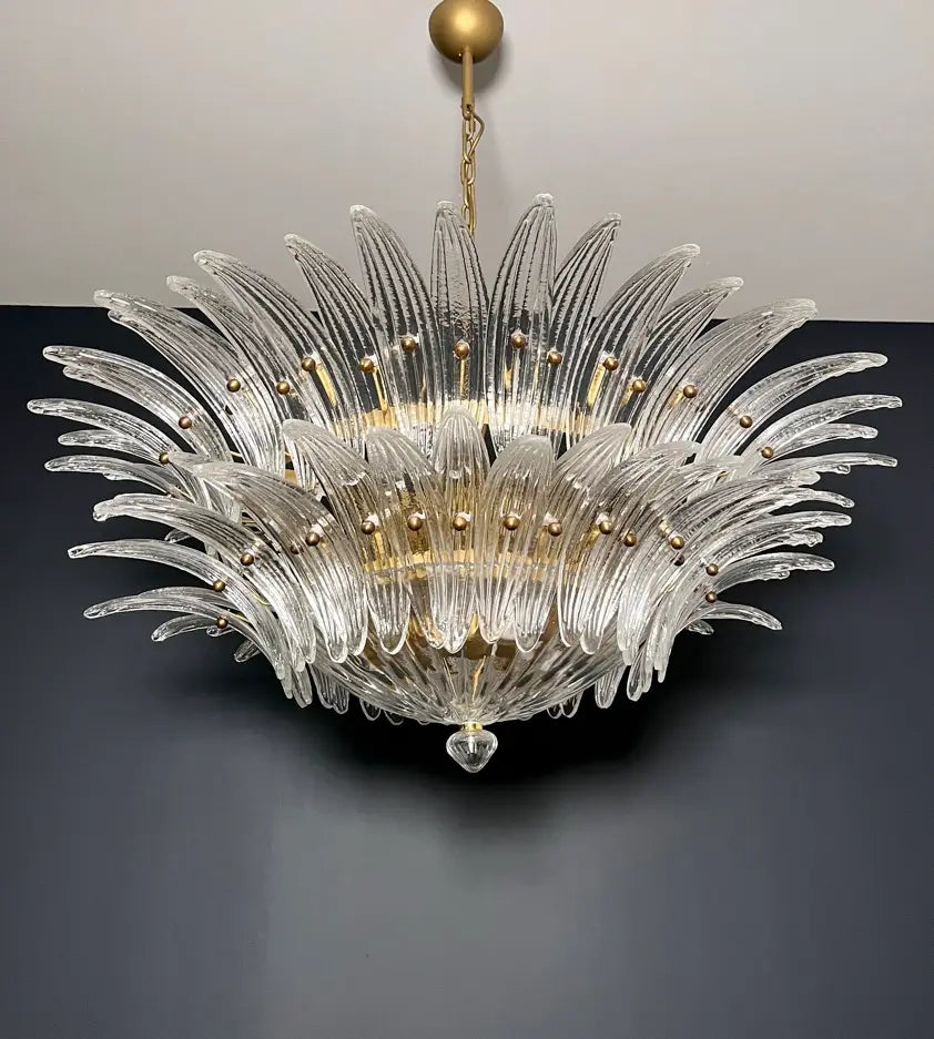 Murano Lysekrone – 82 Klare Palmeglass – detalj 2 – Murano Classics
