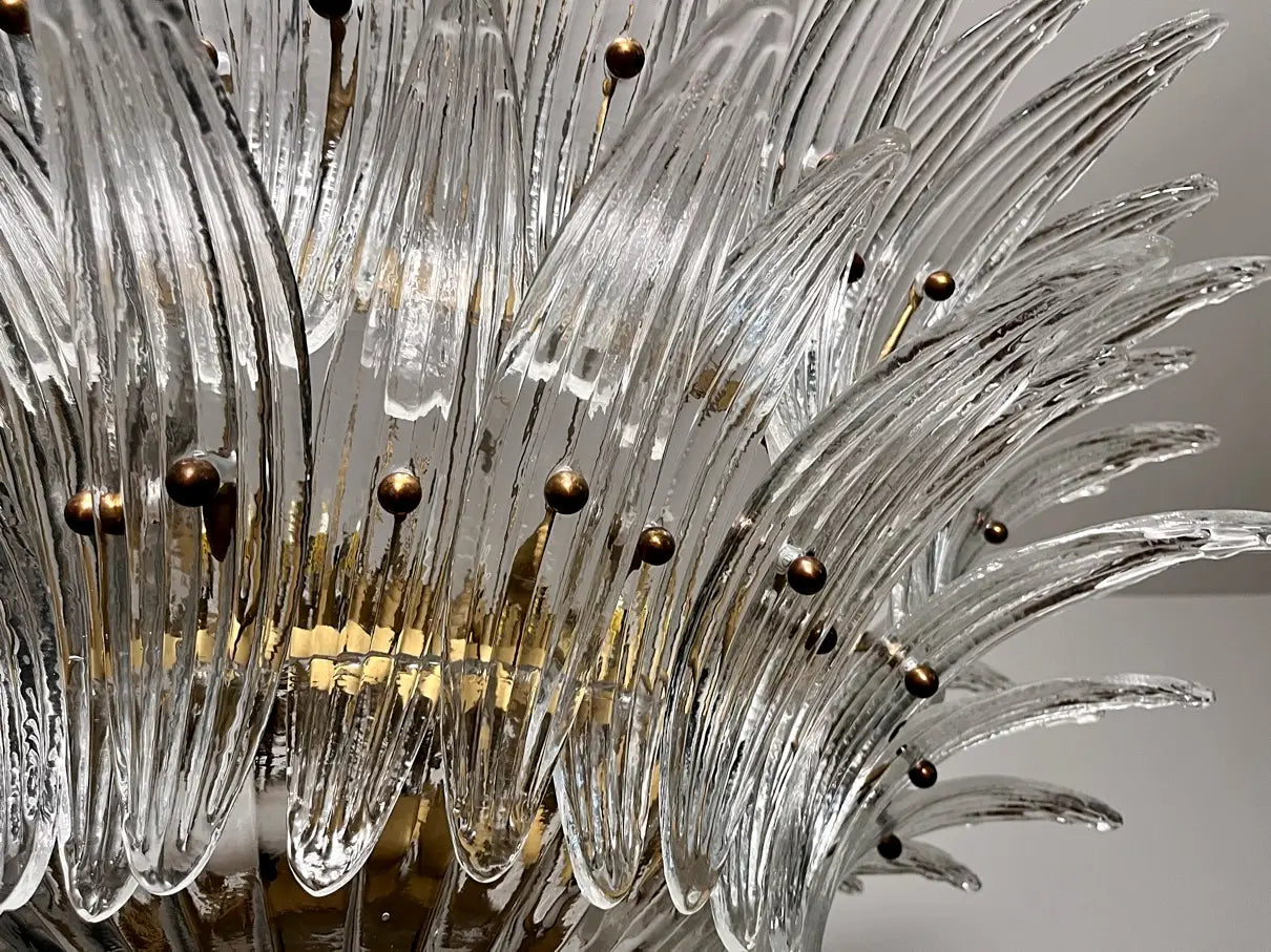 Murano Lysekrone – 82 Klare Palmeglass – detalj 3 – Murano Classics