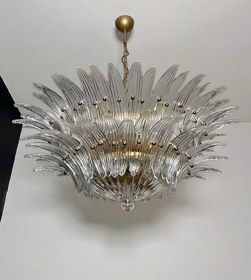 Murano Lysekrone – 82 Klare Palmeglass – detalj 5 – Murano Classics