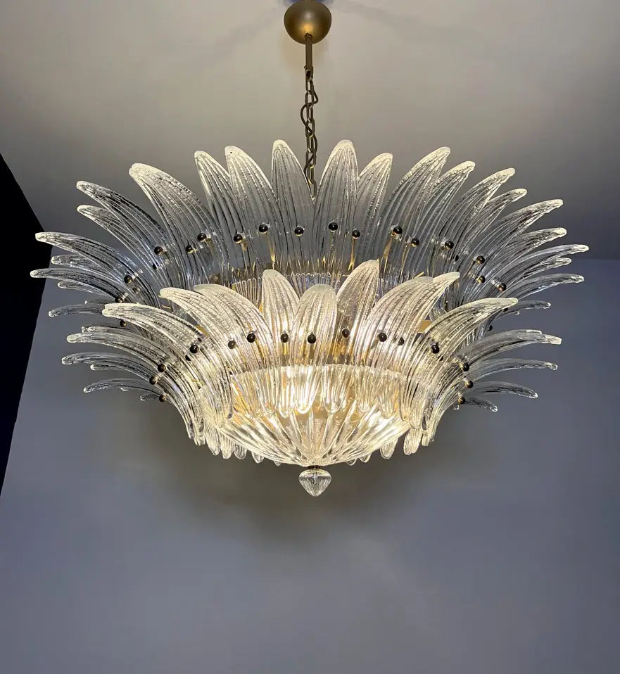 Murano Lysekrone – 82 Klare Palmeglass – detalj 6 – Murano Classics
