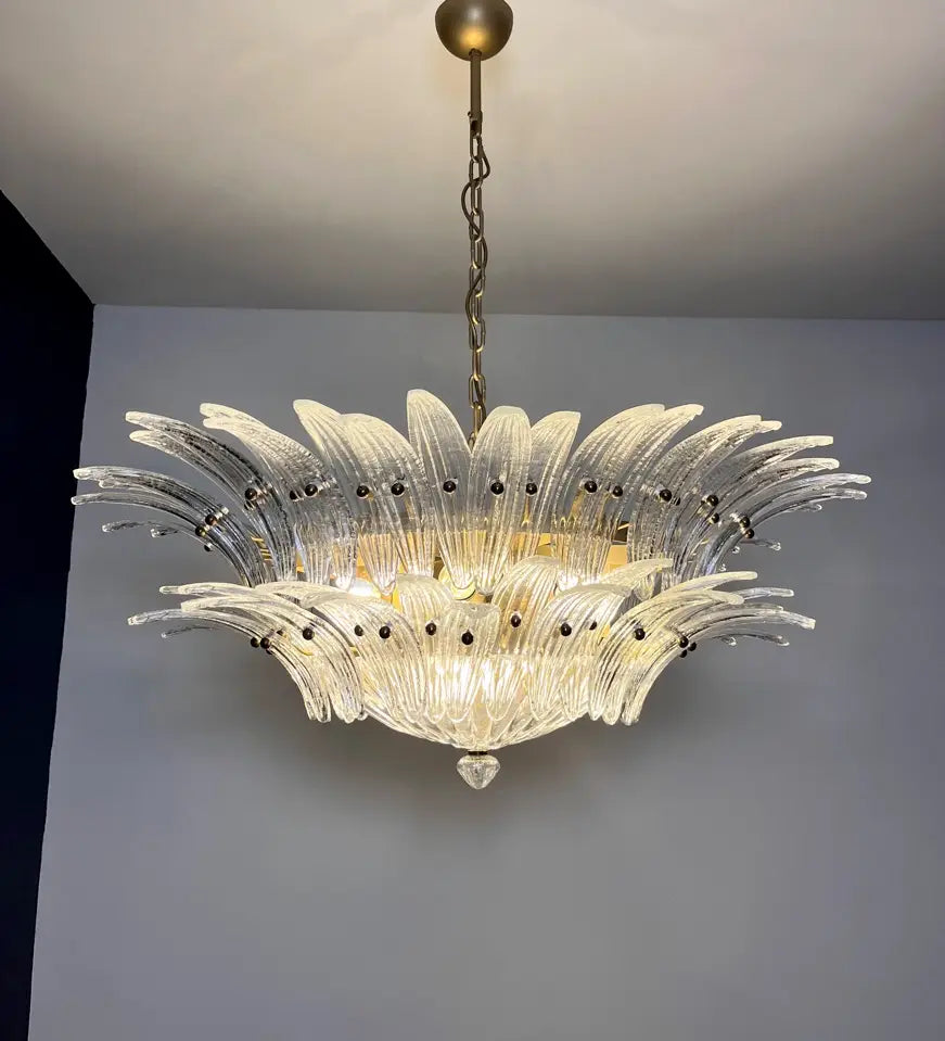 Murano Lysekrone – 82 Klare Palmeglass – detalj 11 – Murano Classics