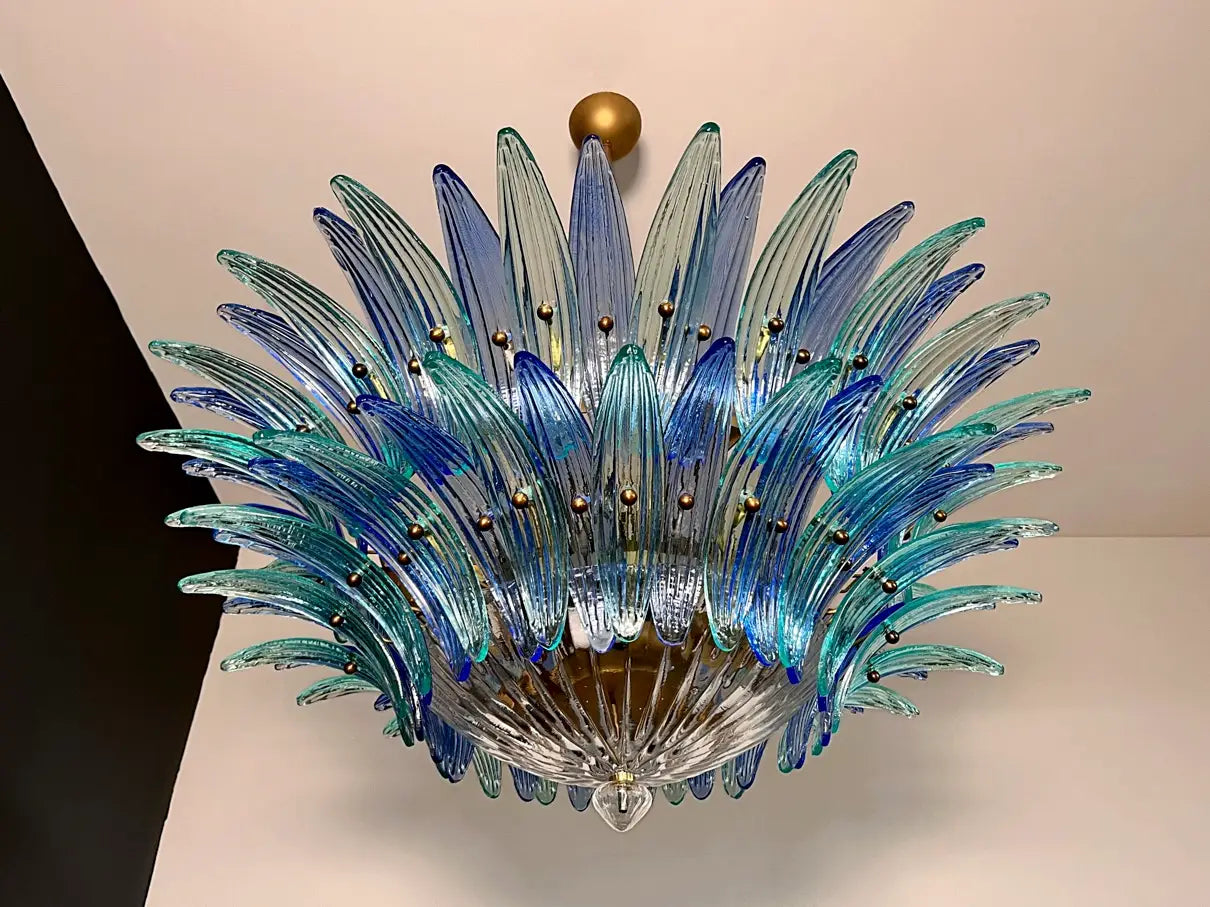 Murano Lysekrone – 82 Blå og Turkise Palmeglass – detalj 4 – Murano Classics