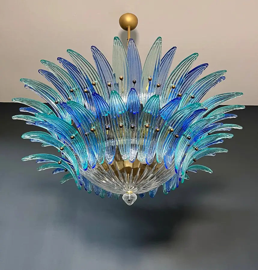 Murano Lysekrone – 82 Blå og Turkise Palmeglass – detalj 2 – Murano Classics